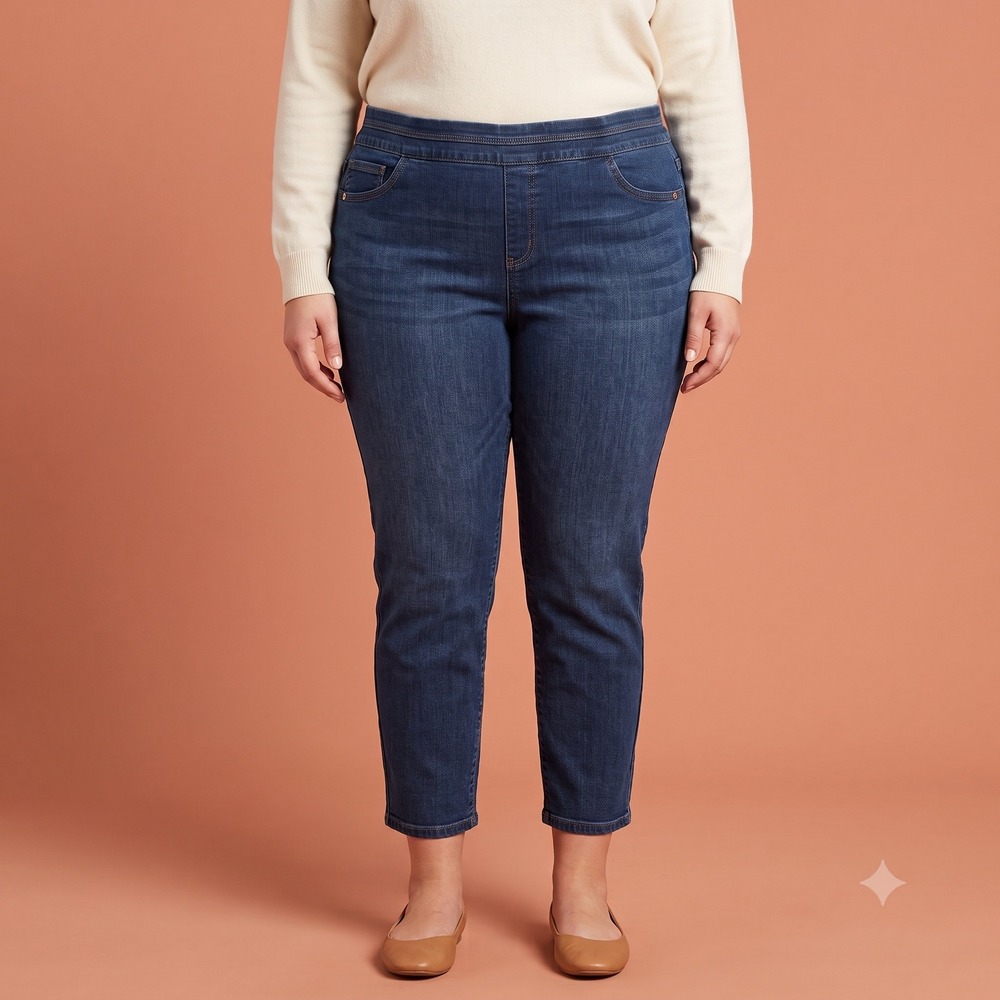 Democracy Ab"solution" Straight‎ Leg Pull On Indigo Jeans Women's Plus 22W EUC